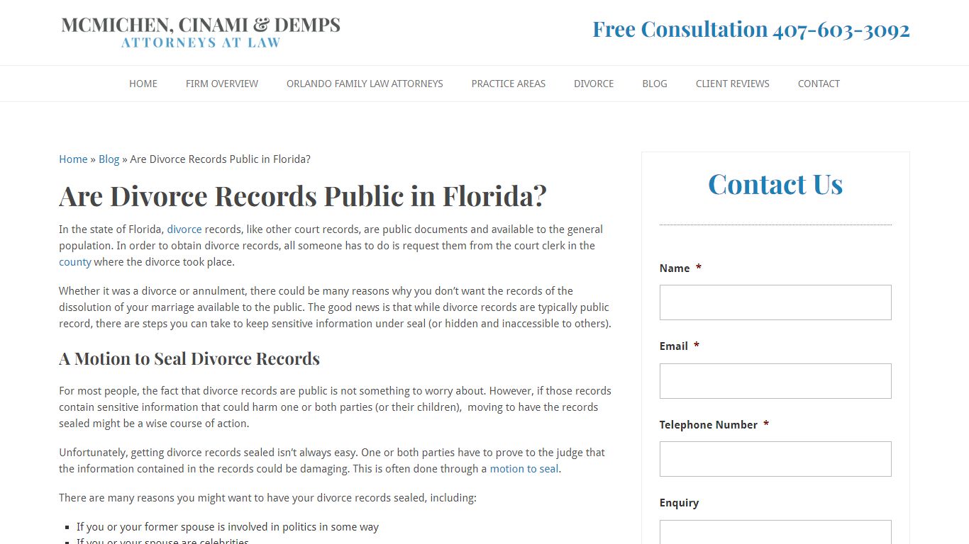 Are Divorce Records Public in Florida? - McMichen, Cinami & Demps