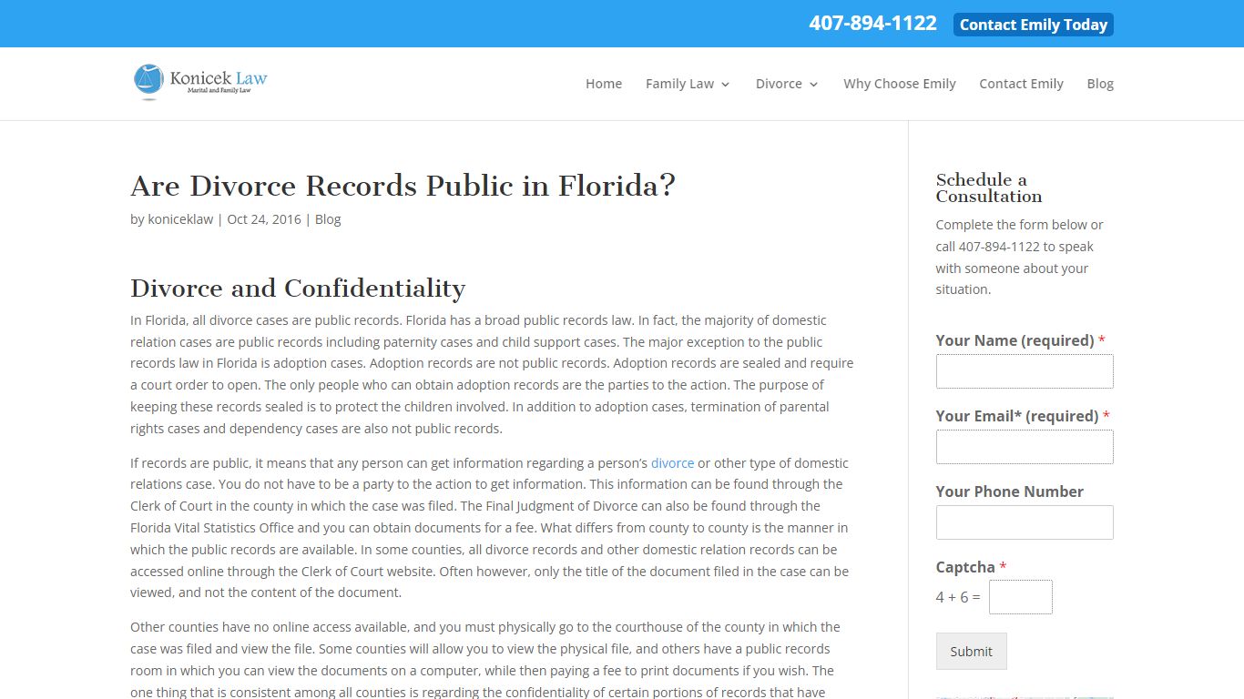 Are Divorce Records Public in Florida? - Konicek Law Orlando